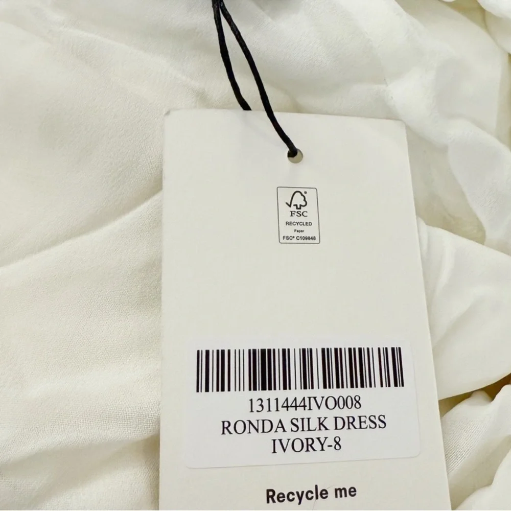 NWT Reformation Ronda One ShoulderAsymmetrical Neckline Silk Dress Ivory Sz 8 - Picture 11 of 16
